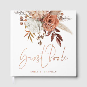 Rustic Terracotta Autumn Florals Wedding Guest Book
