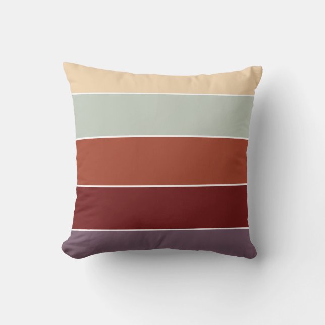 Rustic Terracotta beige Stripes Warm Autumn Fall Throw Pillow (Front)