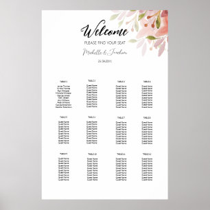 Rustic Terracotta Blush Floral Watercolor Art Poster