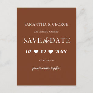 Rustic Terracotta Boho Burnt Orange Save The Date Announcement Postcard
