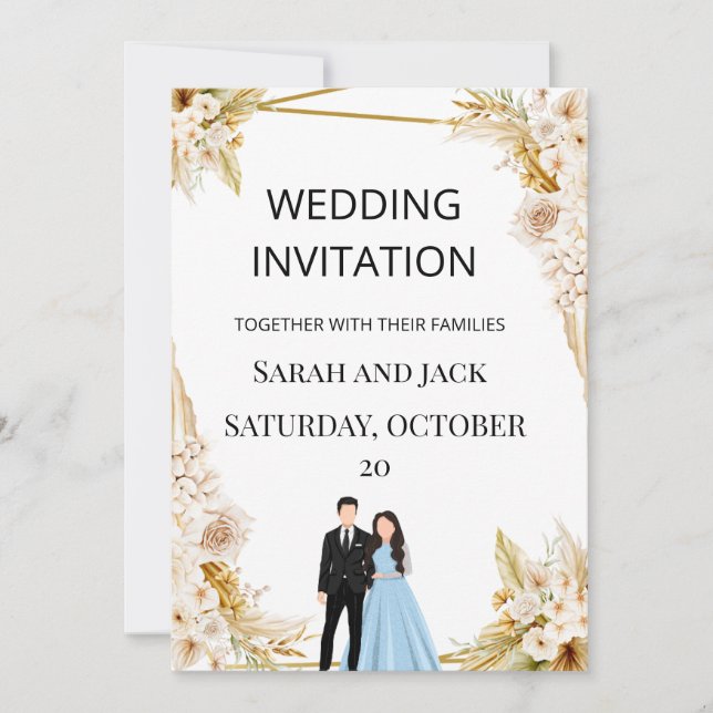 Rustic Terracotta Boho Floral Wedding Invitation (Front)