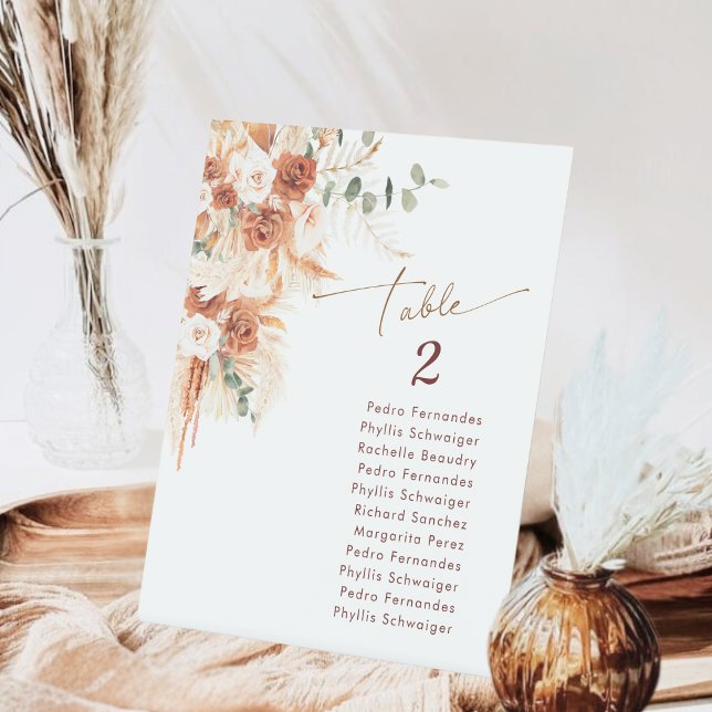 Rustic Terracotta Boho Pampas Graduation Table No. Pedestal Sign (Creator Uploaded)