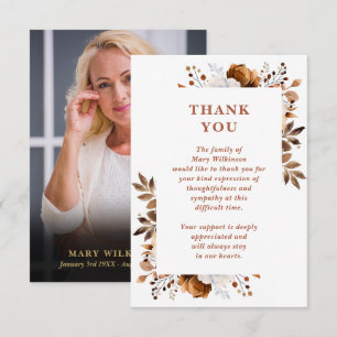 Rustic Terracotta Celebration Of Life Photo Thank You Card