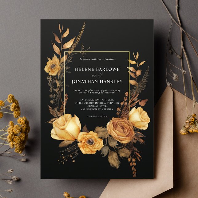 Rustic Terracotta Elegant Dark Moody Fall Wedding Invitation (Rustic Terracotta Elegant Dark Moody Fall Wedding Invitation)