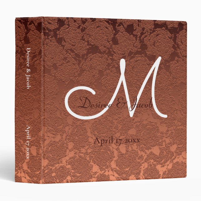 Rustic Terracotta Elegant Fall Wedding Monogram Binder (Front/Spine)