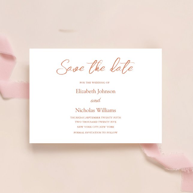 rustic terracotta fall elegant unique wedding save the date (Creator Uploaded)