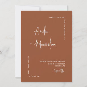Rustic Terracotta Fall QR Code Wedding Photo Invitation