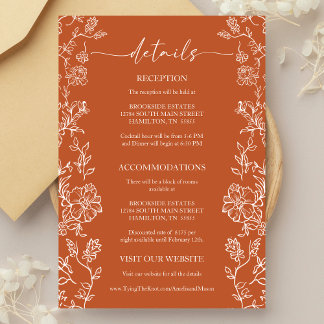 Rustic Terracotta Floral Details Enclosure Card