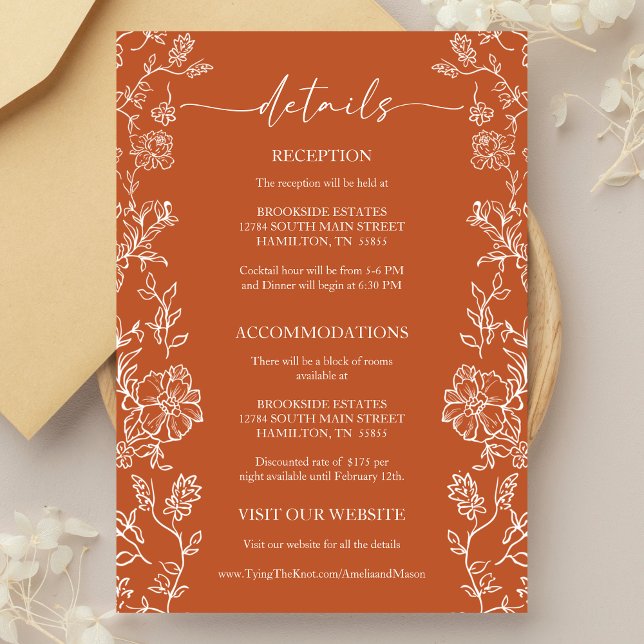 Rustic Terracotta Floral Details Enclosure Card (Rustic Terracotta Floral Details Enclosure Card)