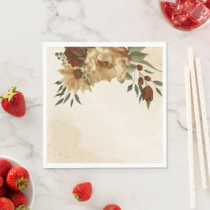 rustic terracotta floral greenery napkin