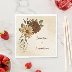 rustic terracotta floral greenery napkins