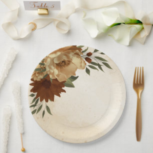 rustic terracotta floral greenery paper plate