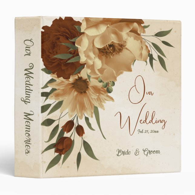 rustic terracotta floral greenery photo album binder (Front/Spine)