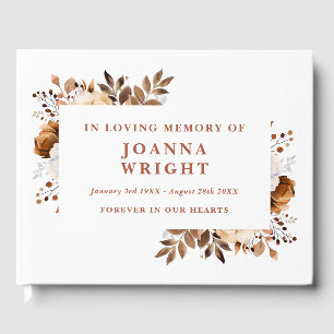 Rustic Terracotta Floral In Loving Memory Funeral Guest Book