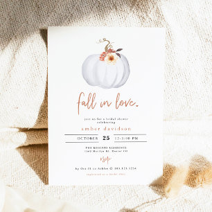 Rustic Terracotta Floral Pumpkin Bridal Shower Invitation