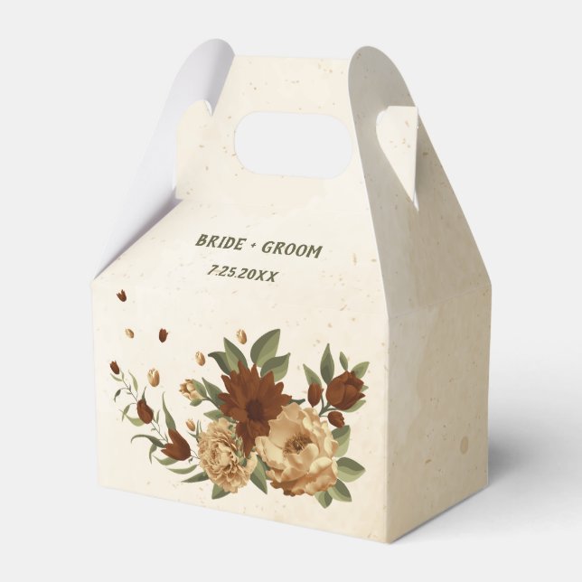 rustic terracotta floral wedding favor box (Front Side)