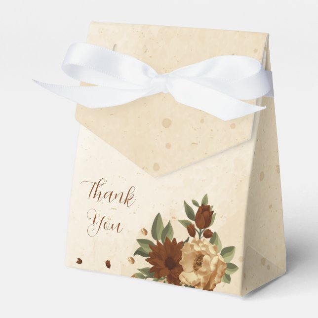 rustic terracotta floral wedding favor box (Front Side)