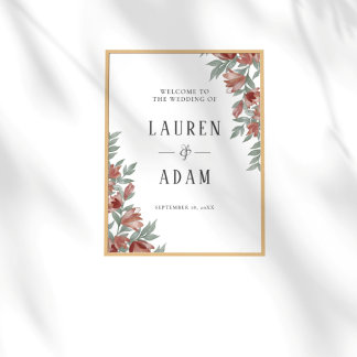 Rustic Terracotta Floral Wedding Sign