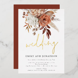 Rustic Terracotta Florals Informal Script Wedding 