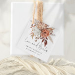 Rustic Terracotta Florals Love Thanks Wedding Favour Tags<br><div class="desc">Rustic Terracotta Florals Love Thanks Wedding. Beautiful autumn coloured florals decorate the top,  and Love and Thanks is in a set informal handwritten style. Easily personalise your names and wedding date and your message to your guests on the back.</div>