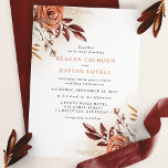 Rustic Terracotta Flowers And Pampas Grass Wedding Invitation<br><div class="desc">Rustic Terracotta Flowers And Pampas Grass Wedding Invitation. This custom modern wedding design can easily be personalized with your own wedding details. This design features elegant copper and cream coloured roses in earthy tones. A romantic elegant design perfect for an exotic tropical bohemian wedding or for a rustic fall autumn...</div>
