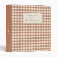 Rustic Terracotta Gingham Plaid Monogram Recipe 