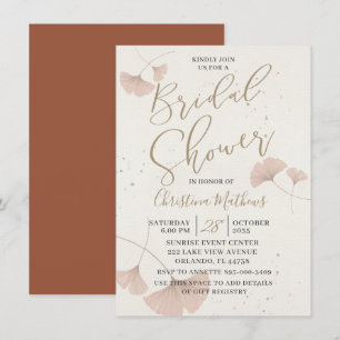 Rustic Terracotta Gold Bridal Shower Invitation 