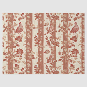 Rustic Terracotta Hen Toile Stripe Pattern Tissue Paper