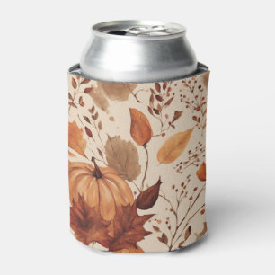Rustic Terracotta Maple Leaves Autumn Wedding Can Cooler