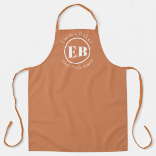 Rustic Terracotta Monogram Barista Bakery Apron