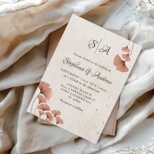 Rustic Terracotta & Monogram Watercolor Wedding Invitation