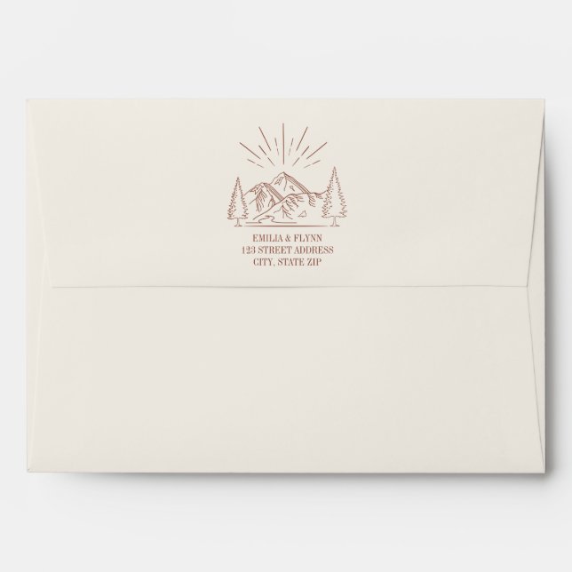 Rustic Terracotta Mountain Forest Wedding Envelope (Back (Top Flap))