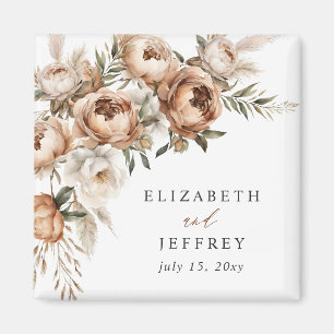 Rustic Terracotta Pampas Boho Floral Fall Wedding Magnet