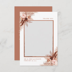 Rustic Terracotta Pampas Grass Elegant Wedding Thank You Card