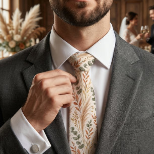  Rustic Terracotta Pampas Grass Eucalyptus  Tie