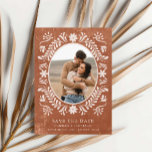 Rustic Terracotta Photo Save the Date<br><div class="desc">Celebrate your love with this rustic terracotta wedding Save the Date Card featuring an intricate floral design. Perfect for a boho-inspired wedding. Matching items in our store Cava Party Designs.</div>