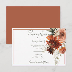 Rustic Terracotta Rust Flowers Reception Enclosure Card