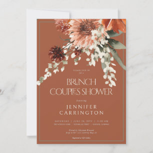 Rustic Terracotta Rust Flowers Shower CUSTOM 4 Invitation