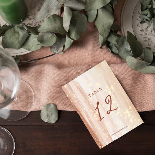 Rustic Terracotta Script & Gold Watercolor Wedding Table Number
