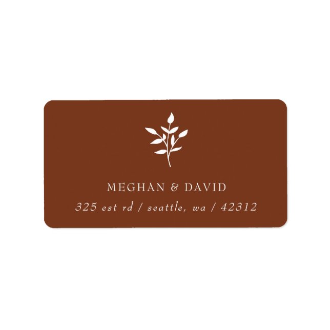 Rustic Terracotta Simple Modern Botanical address Label (Front)