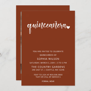 Rustic Terracotta Simple Script Quinceanera Photo Invitation