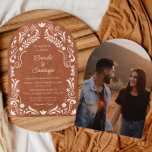Rustic Terracotta Spanish Photo Arch Wedding Invitation<br><div class="desc">Announce your special day with this rustic terracotta wedding invitation featuring a Spanish photo arch design. Written entirely in Spanish, it's perfect for couples who wish to celebrate their heritage or host a Spanish-language ceremony. With warm, earthy tones and a timeless aesthetic, this invitation is easily customizable with your details...</div>