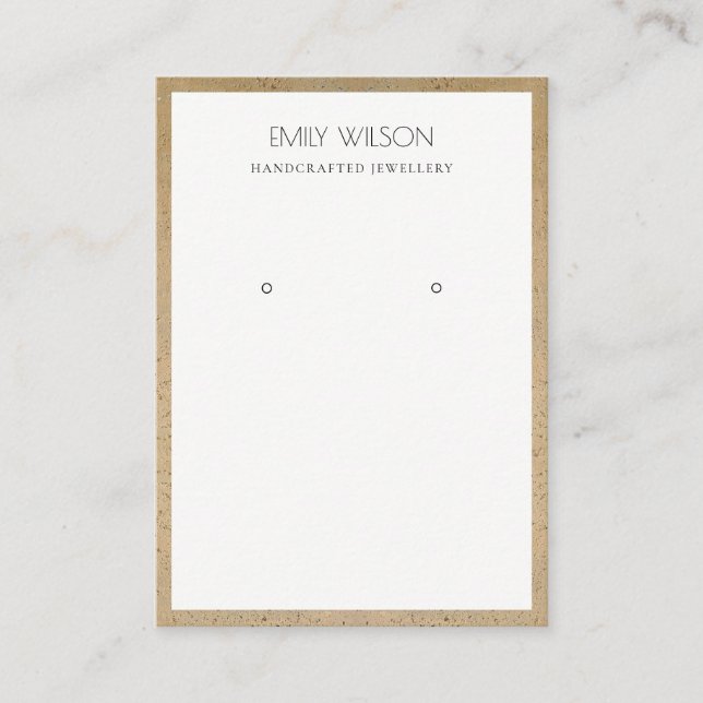 RUSTIC TERRACOTTA TEXTURE BORDER EARRING DISPLAY BUSINESS CARD (Front)