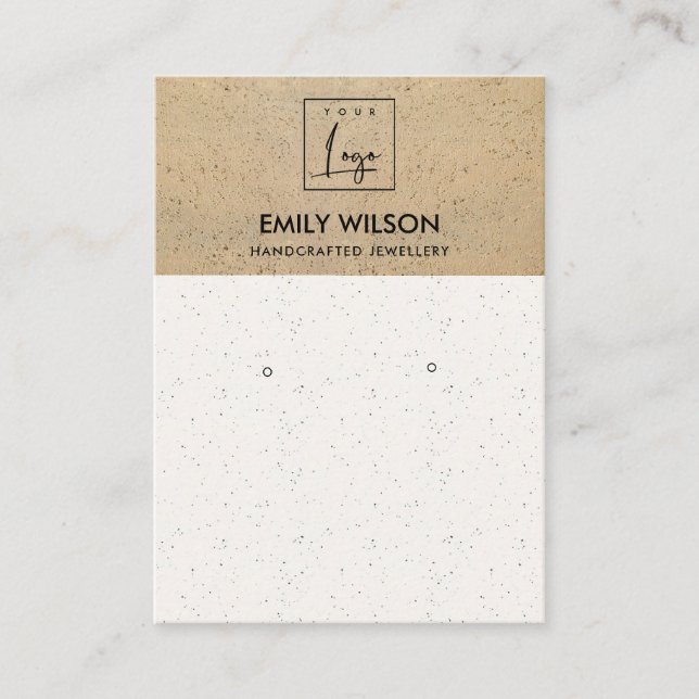 RUSTIC TERRACOTTA TEXTURE LOGO EARRING DISPLAY BUSINESS CARD (Front)