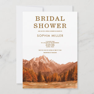 rustic Terracotta water colour  mountain pinetrees Invitation