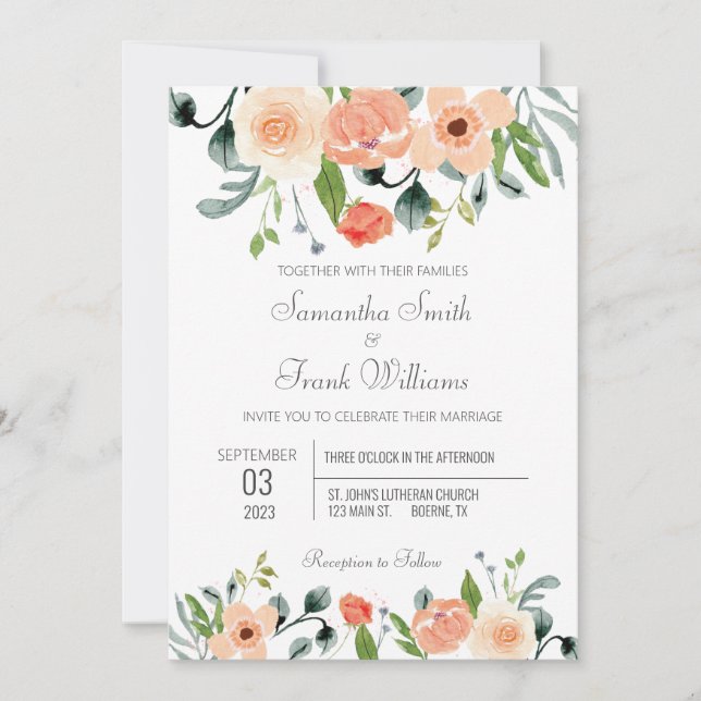 Rustic Terracotta Watercolor Floral Invitation (Front)