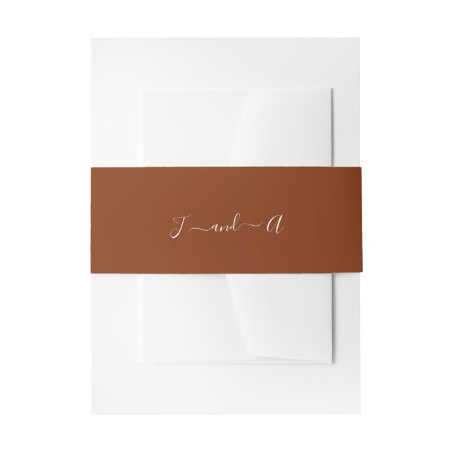 Rustic Terracotta Wedding Invitation Belly Band (Front Example)