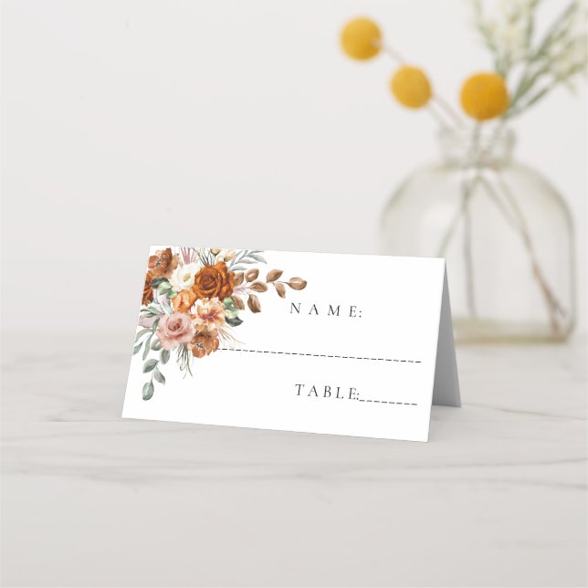 Rustic Terracotta Wedding Place & Escort Cards (Front)