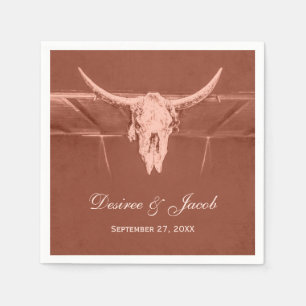 Rustic Terracotta Western Cow Skull Napkin