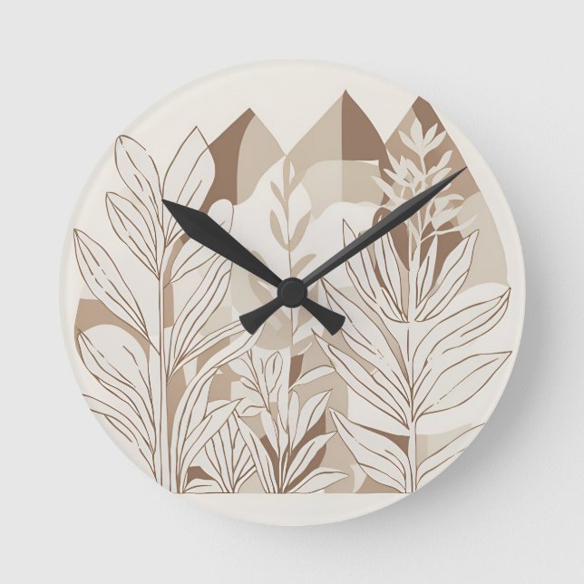 Rustic Terracotta Wildflower Boho Eclectic Design Round Clock (Front)